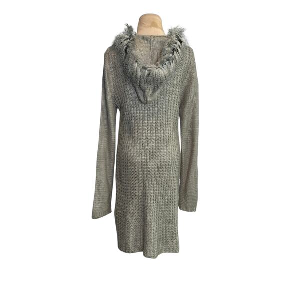 Lapis gray patchwork faux fur long cardigan sweater size XL - Picture 9 of 15